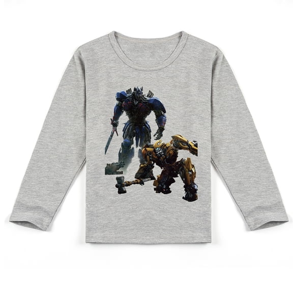 Boys and Girls Causal Transformers Long Sleeve T-shirt with Novelty Print, Great for Season