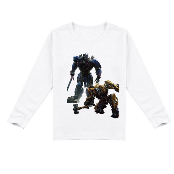 Boys and Girls Causal Transformers Long Sleeve T-shirt with Novelty Print, Great for Season