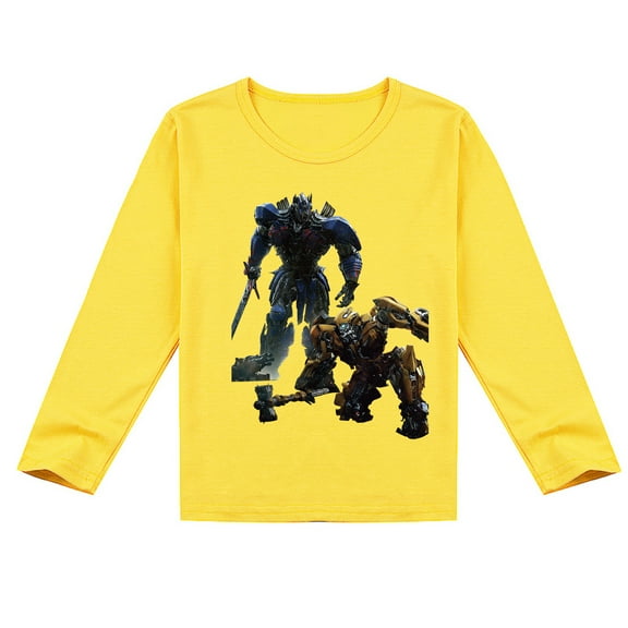 Boys and Girls Causal Transformers Long Sleeve T-shirt with Novelty Print, Great for Season