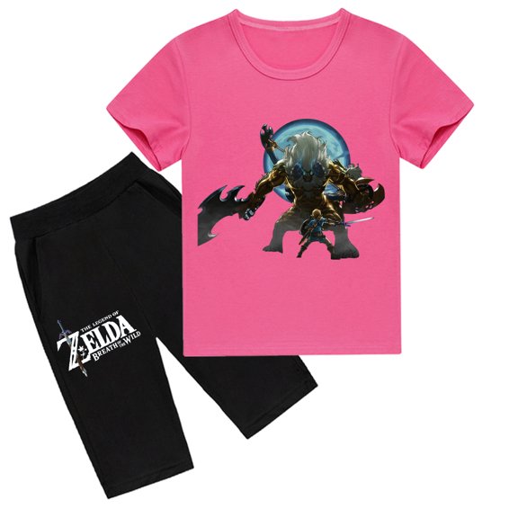 Boys and Girls' Cool Summer Look: The Legend of Zelda Cotton Short Sleeve T-shirt & Trousers, Trendy & Relaxing