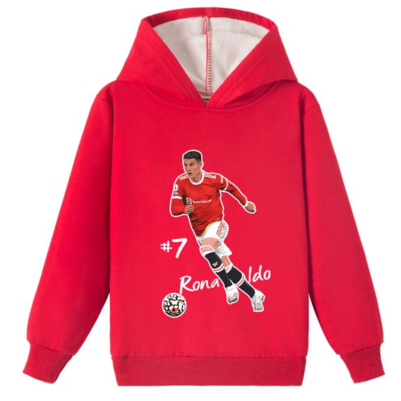 Cristiano Ronaldo Boys Kids Winter Brushed Warm Fluffy Hoodie Pullover Long Sleeve Tops