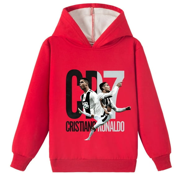 Boys and Girls Cristiano Ronaldo Printed Brushed Pullover Hoodies - Ideal for Winter Play and Relaxation