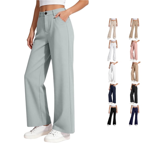 Boys and Girls Dress Pants Straight Leg Elastic Waist School Uniform Pants for Girls Clothes Size 11-12 Years
