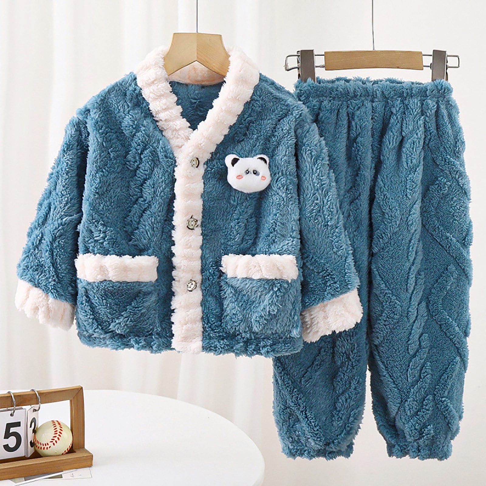 Boys & Girls Flannel Clothes Set – Sweatshirt Top & Pants Winter Loungewear, Soft Fuzzy Fleece Outfit For Toddlers & Teens