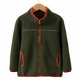 thumbnail image 1 of Boys and Girls Fleece Coats Children's Fall Winter Long Sleeved Jackets Full Zip Warm Soft Thermal Comfortable Outwear Army Green 140, 1 of 4