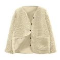 thumbnail image 1 of Boys and Girls Fleece Coats Children's Fall Winter Long Sleeved Jackets Full Zip Warm Soft Thermal Comfortable Outwear Beige 6-7 Years, 1 of 7