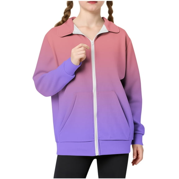 Boys and Girls Fleece Coats Children's Fall Winter Long Sleeved Jackets Full Zip Warm Soft Thermal Comfortable Outwear Hot Pink 130