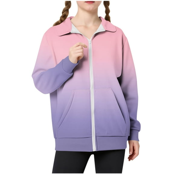 Boys and Girls Fleece Coats Children's Fall Winter Long Sleeved Jackets Full Zip Warm Soft Thermal Comfortable Outwear Pink 130