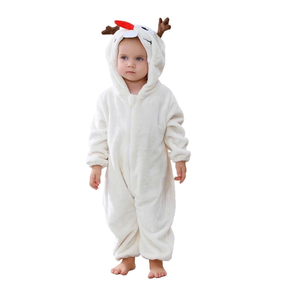 Boys and Girls Fleece Hooded Romper Costumes Infant Toddler Flannel One-Piece Sleepwear Warm Winter Homewear 0-36Months