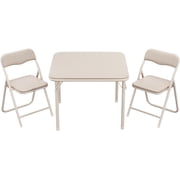 Boys and Girls Folding Table and Chairs Set of 3, Portable Table and Chair with Pu Soft Cushion,Suitable for Eating,Reading and Playing