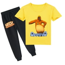 Boys and Girls Grizzly And The Lemmings Cotton Short Sleeve T-shirt with Long Pants for Summer Set Outfits