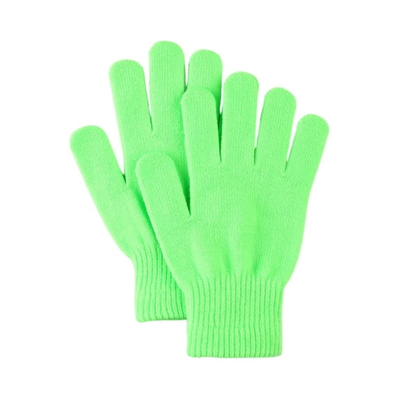 Boys and Girls Knitted Gloves Warm Winter Mittens Full Finger Cotton Thermal Gloves for Boys Girls Fluorescent Green Free