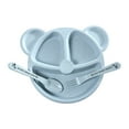 thumbnail image 1 of Cute Bear Design Dinner Plate Solid Color Compartment Dinner One Eating Tableware children's suction cup bowl, 1 of 5