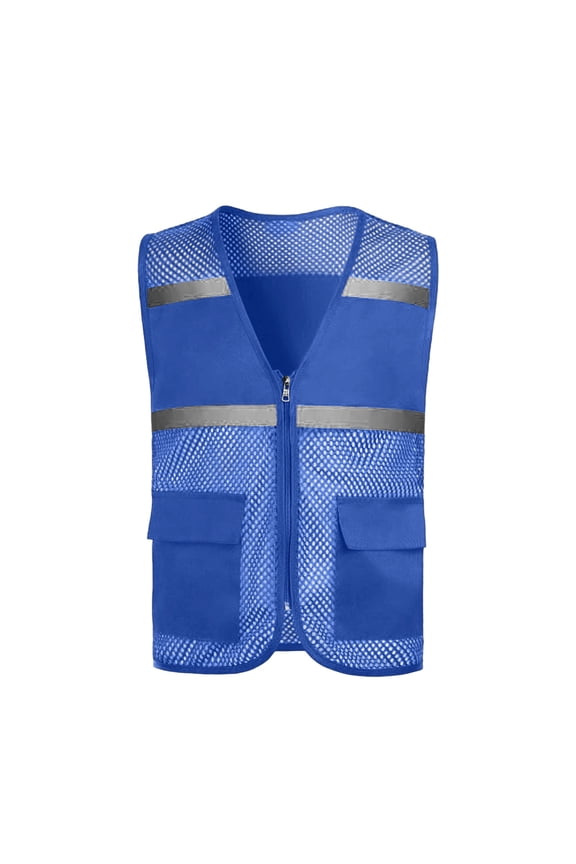 Boys and Girls Mesh Safety Vest Zipper Front Volunteer Uniform Vest Reflective Breathable Running Vest with Pockets