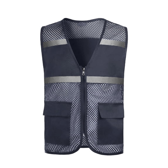 Boys and Girls Mesh Safety Vest Zipper Front Volunteer Uniform Vest Reflective Breathable Running Vest with Pockets