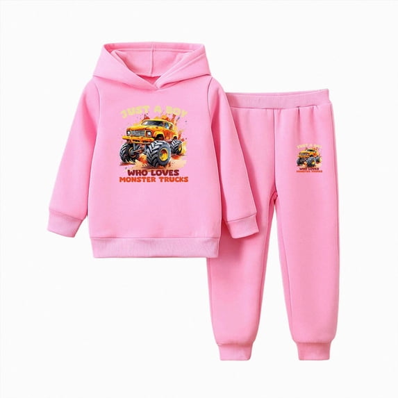 Boys and Girls Outfit Set Kids Cute Cartoon Print Long Sleeved Hoodie and Pants Casual Set 6-24 Months 2T 3T 4T 5T 6T Children Pink,7-8 Years