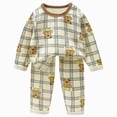 thumbnail image 1 of Boys and Girls Pajama Set Toddler Basic Sleepwear for Kids Fall Winter Daily 6-12 Months 12-24 Months 2T 3T 4T 5T 6T 7T Children Grey,5-6 Years, 1 of 5