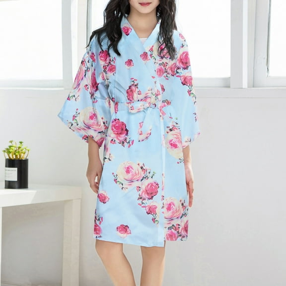 Boys and Girls Pajamas Kid Bathrobe Summer Clothes Girl Print Baby Kimono Coat Robes Children Sleepwear Girls Coat&jacket Lightweight Summer Pajamas