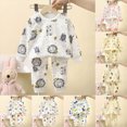 thumbnail image 1 of Boys and Girls Pajamas Set Long Sleeve Tops + Pants Toddler Fall Winter Sleepwear Set 6 12 24 Months 1T 2T 3T 4T 5T 6T Children Pink,6-12 Months, 1 of 5