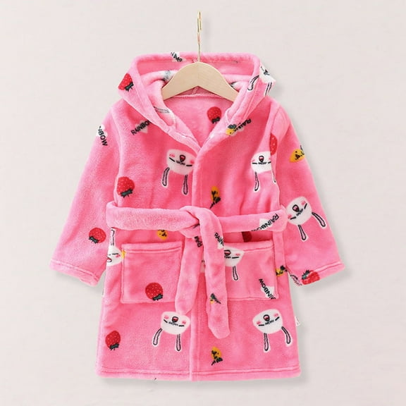Boys and Girls Pajamas Toddlers Kids Hooded Robe Boys Girls Soft Flannel Bathrobes Pajamas Robe Lightweight Summer Pajamas