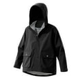 thumbnail image 1 of Boys and Girls Rain Coats Waterproof Windbreaker Full Zip Jackets Kids Outdoor Hooded Raincoat Outerwear Black 140, 1 of 8
