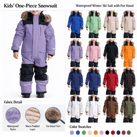 Boys and Girls Snowsuit Kids Waterproof Windproof Winter Warm Snow Suit One Piece Snowboard Snowsuit 1-15Years