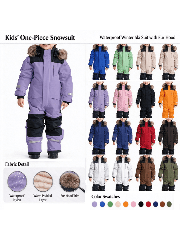 Boys and Girls Snowsuit Kids Waterproof Windproof Winter Warm Snow Suit One Piece Snowboard Snowsuit 1-15Years