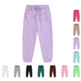 thumbnail image 1 of Boys and Girls Solid Color Fleece Sweatpants Casual Comfy Pants, 1 of 8