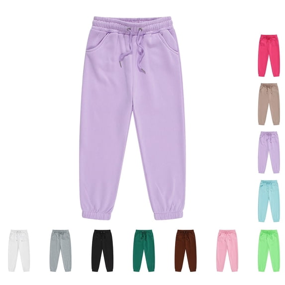 Boys and Girls Solid Color Fleece Sweatpants Casual Comfy Pants