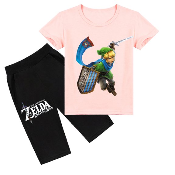 Boys and Girls' Summer Fashion: The Legend of Zelda Crew Neck Cotton T-shirt & Short Pants, Fashionable & Cozy
