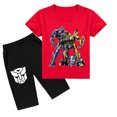 thumbnail image 1 of Boys and Girls Summer Set: Transformers Print Cotton Short Sleeve T-shirt & Shorts, Ideal for Daily, 1 of 3