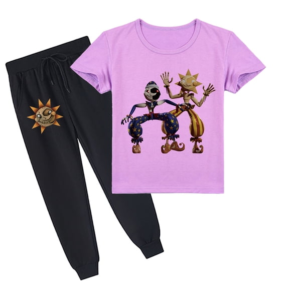 Boys and Girls Sundrop and Moondrop Cotton Short Sleeve T-shirt with Long Pants for Summer Set Outfits