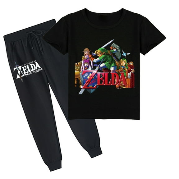 Boys and Girls The Legend of Zelda Cotton Short Sleeve T-shirt with Long Pants for Summer Set Outfits
