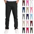 thumbnail image 1 of Boys and Girls Uniform Pants Elastic Waist Solid Color Straight Leg Chino Trousers Comfortable School Dress Pants for Ages 5-14, 1 of 6