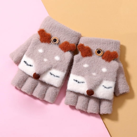 Boys and Girls Winter Gloves Children's Plush Gloves For Winter Warmth Thickened Plush Comfortable Gloves 4-8 Years