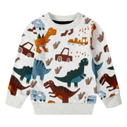 Boys and Toddler Cotton Crewneck Sweatshirts Dinosaur Cartoon Outerwear Size 7 (190)