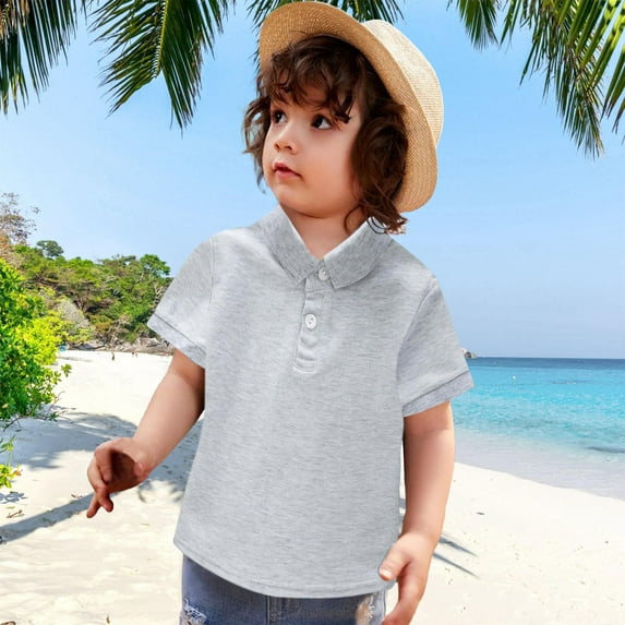 Boys' and Toddler Polo Shirt Short Sleeve Polo Collared Shirt Casual Blouse Tops Pullover for Boys 12-18 Months