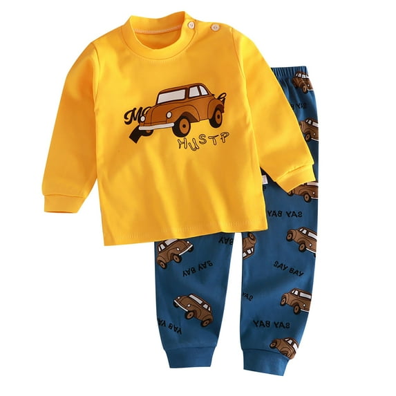 Boys' and Toddler 𝐒nug Fit Cotton 2 Piece 𝐏ajamas Set Long Sleeve Top Pants 𝐏js Baby Dinosaur 𝐒leepwear 𝗟oungewear