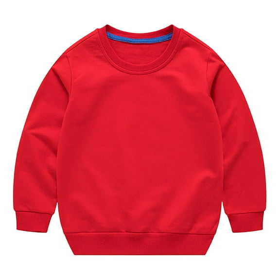 Boys and Toddlers' Basic Cotton Sweatshirt Baby Girl Classic Solid Crewneck Sweatshirt Pullover Tops Long Sleeve Shirt
