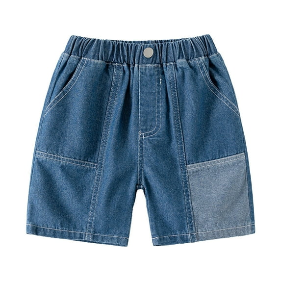 Boys and Toddlers' Denim Shorts Elastic Waist Wide Leg Pull on Shorts Baggy Jeans Cargo Shorts Loose Fit with Pockets