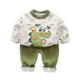 thumbnail image 1 of Boys and Toddlers' Dinosaur 𝐏ajamas Set Fleece Lined Long Sleeve 𝐒leepwear 𝐋ounge𝐰ear 𝐏js Fall Winter Outfit, 1 of 9