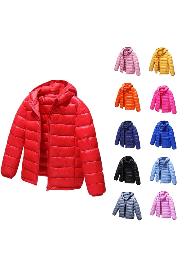 Boys and Toddlers' Lightweight Packable Hooded Cotton-padded Jacket, Insulated