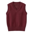 thumbnail image 1 of Boys and Toddlers' School Uniform Cotton V-Neck Sweater Vest Kids Cable Knit Solid Sleeveless Waistcoat Cotton Knitwear Vest, 1 of 6