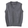 thumbnail image 1 of Boys and Toddlers' School Uniform Cotton V-Neck Sweater Vest Kids Cable Knit Solid Sleeveless Waistcoat Cotton Knitwear Vest, 1 of 6