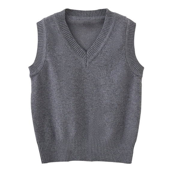 Boys and Toddlers' School Uniform Cotton V-Neck Sweater Vest Kids Cable Knit Solid Sleeveless Waistcoat Cotton Knitwear Vest