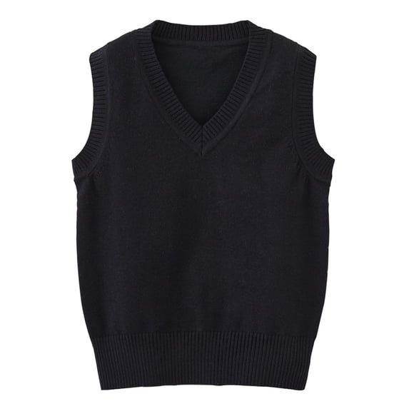 Boys and Toddlers' School Uniform Cotton V-Neck Sweater Vest Kids Cable Knit Solid Sleeveless Waistcoat Cotton Knitwear Vest