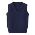 thumbnail image 1 of Boys and Toddlers' School Uniform Cotton V-Neck Sweater Vest Kids Cable Knit Solid Sleeveless Waistcoat Cotton Knitwear Vest, 1 of 8