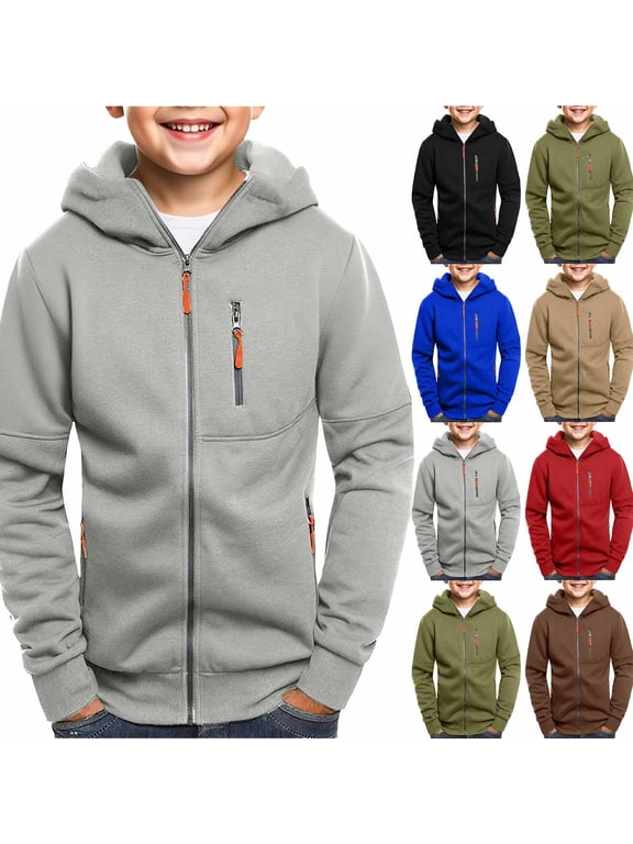 Boys and Toddlers' Soft Zip-Up Hoodie Sweatshirt Lightweight Outerwear Jackets