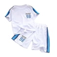 thumbnail image 1 of Boys and Toddlers' Summer Loose Athletic Mesh Shirt and Sports Shorts Set 4T Boys Clothes, 1 of 3