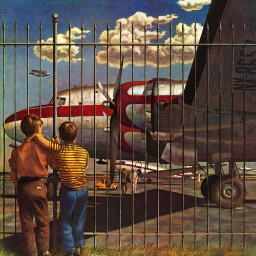 "Boys at Airport" by John Atherton Painting Print on Canvas